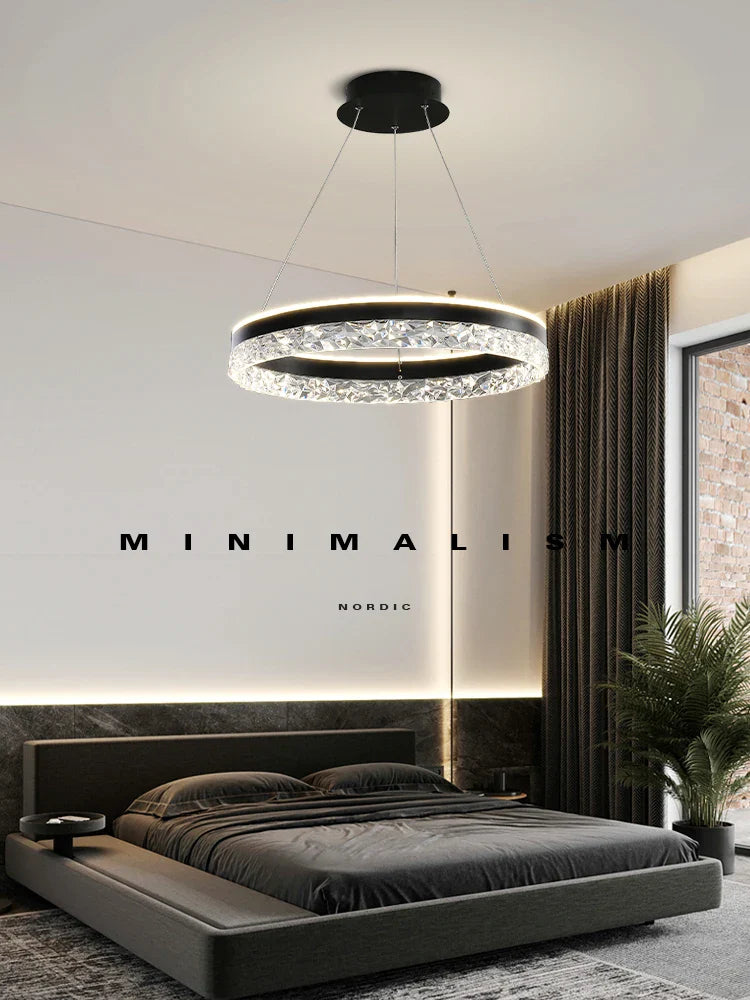 Afralia™ Minimalist Crystal Pendant Lights Gold White Black Finish Indoor Lighting Lamps Deco