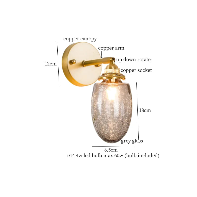 Afralia™ Bell Glass LED Wall Lamp for Living Room, Bathroom, Stair Light - Japanese Vintage Style