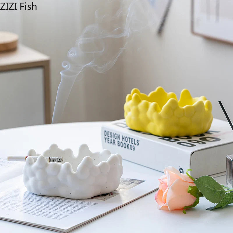 "Afralia™ Ceramic Bubble Clouds Ashtray for Home & Office Smoking Accessories"