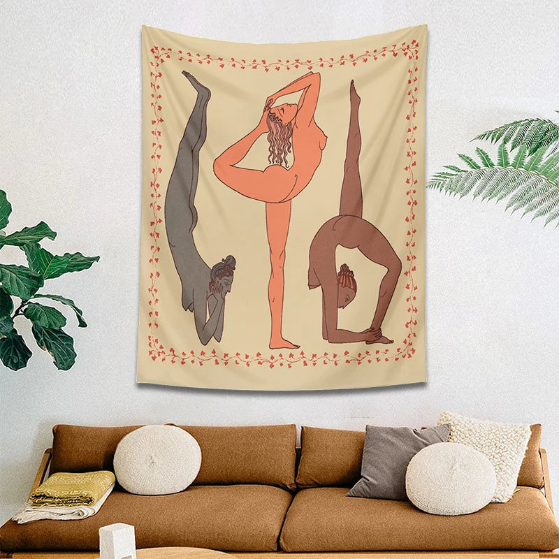 Afralia™ Yoga Girl Tapestry: Psychedelic Wall Art for Boho Decor and Meditation