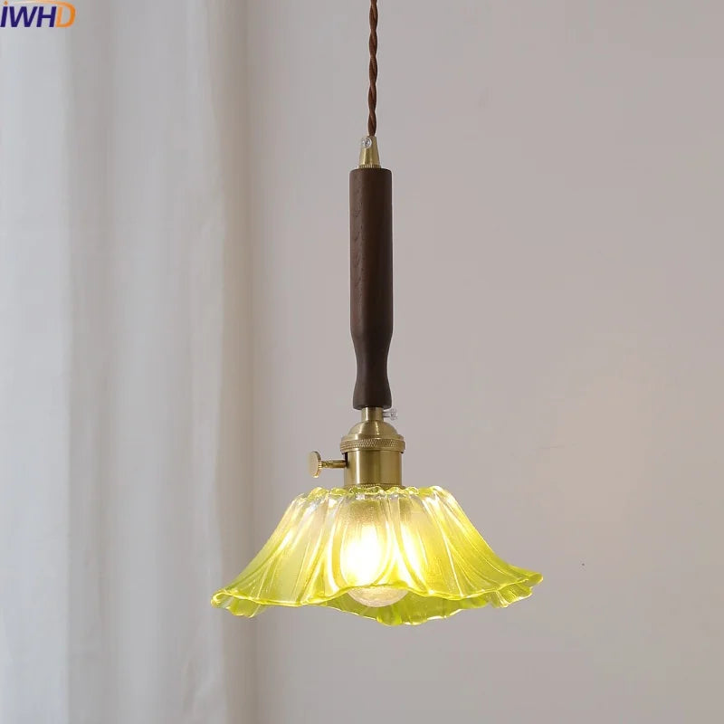 Afralia™ LED Walnut Copper Pendant Light with Knob Switch - Modern Style Lighting Fixtures