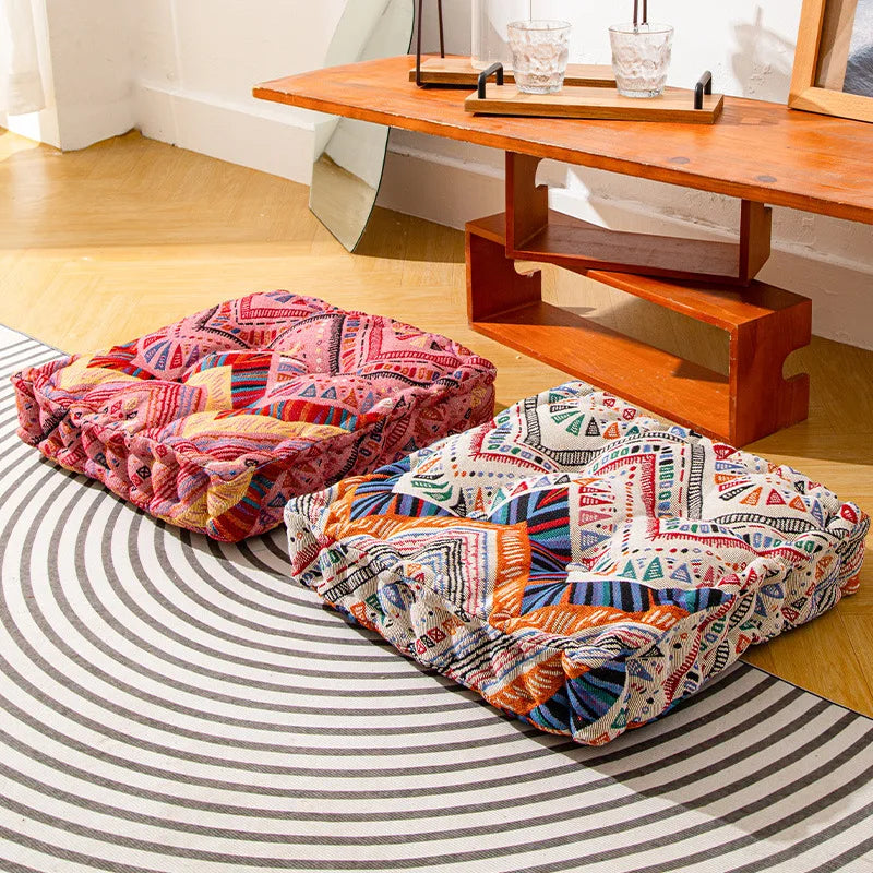 Afralia™ Boho Square Floor Pillows for Adults and Kids - Large Seating Cushions for Home Decor