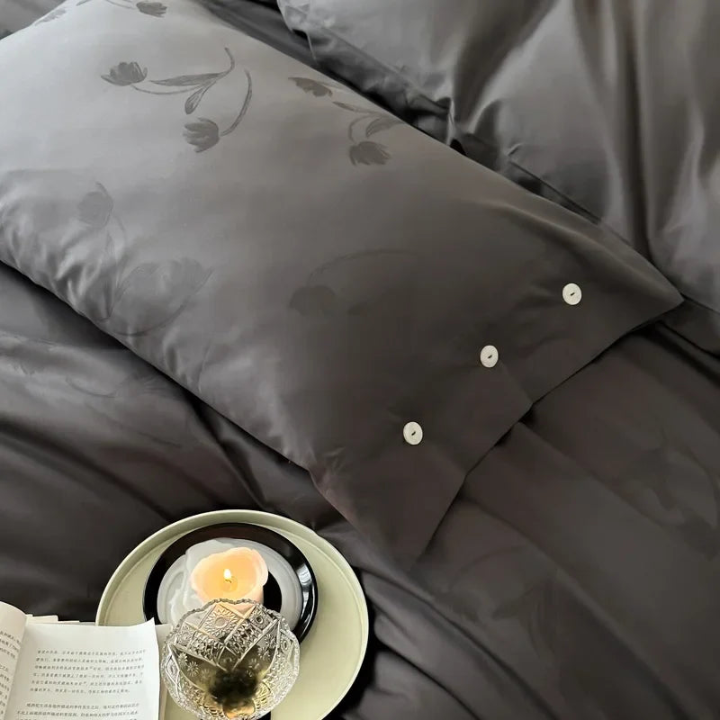 Afralia™ Egyptian Cotton Bedding Set Queen King Bed Linens Duvet Cover Pillowcase