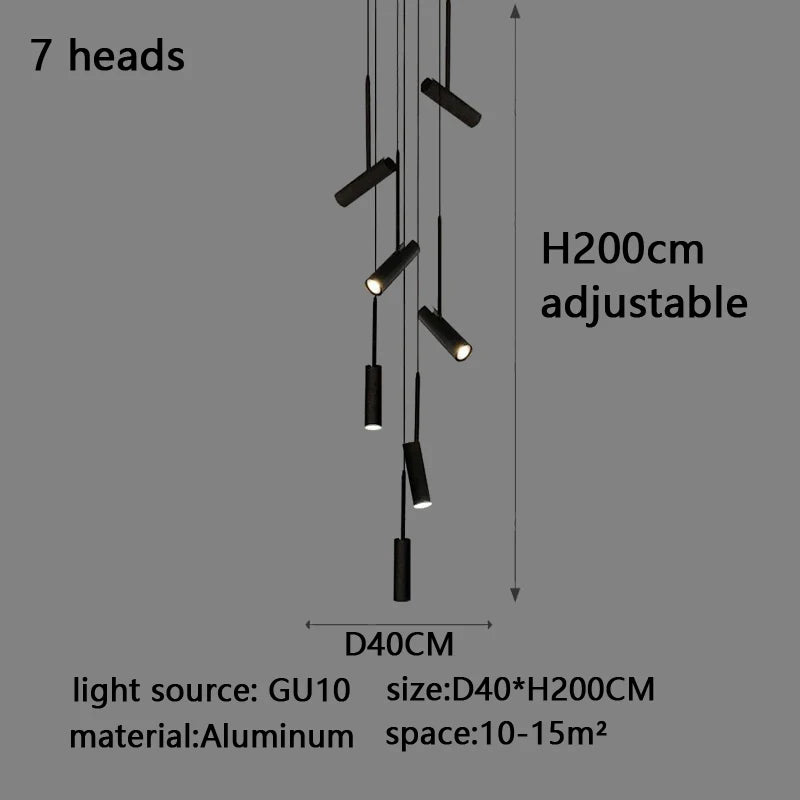 Afralia™ Modern LED Spotlight Chandelier for Kitchen, Living Room, and Staircase