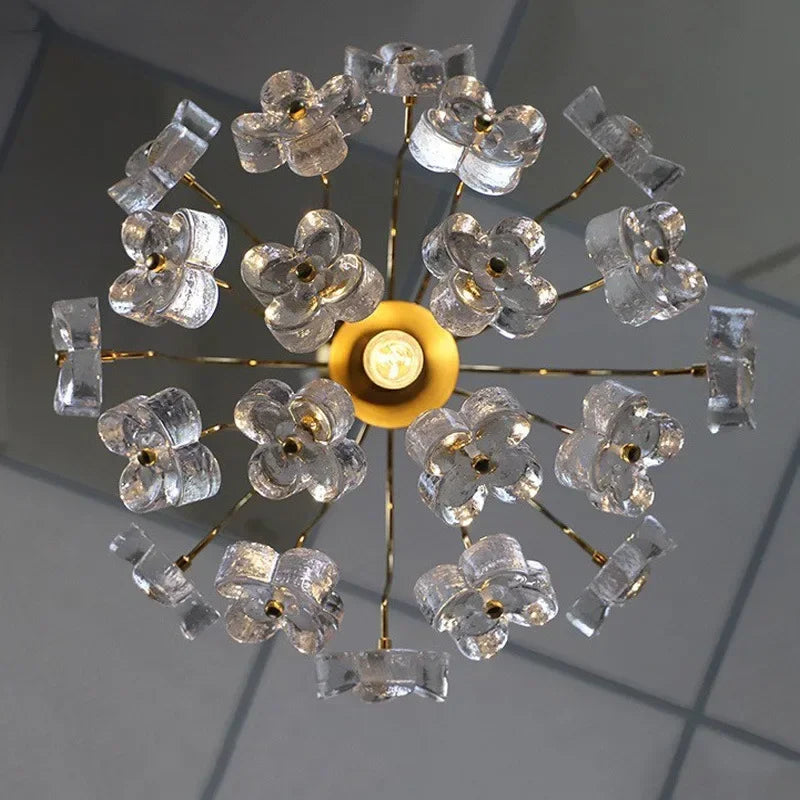 Afralia™ Antique Petal Glass Iron Chandelier for Home Decor