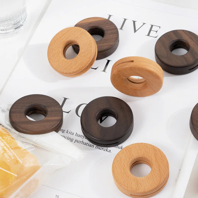 Afralia™ Black Walnut Donuts Bag Clip: Wooden Sealing Clips for Stylish Kitchen Organization