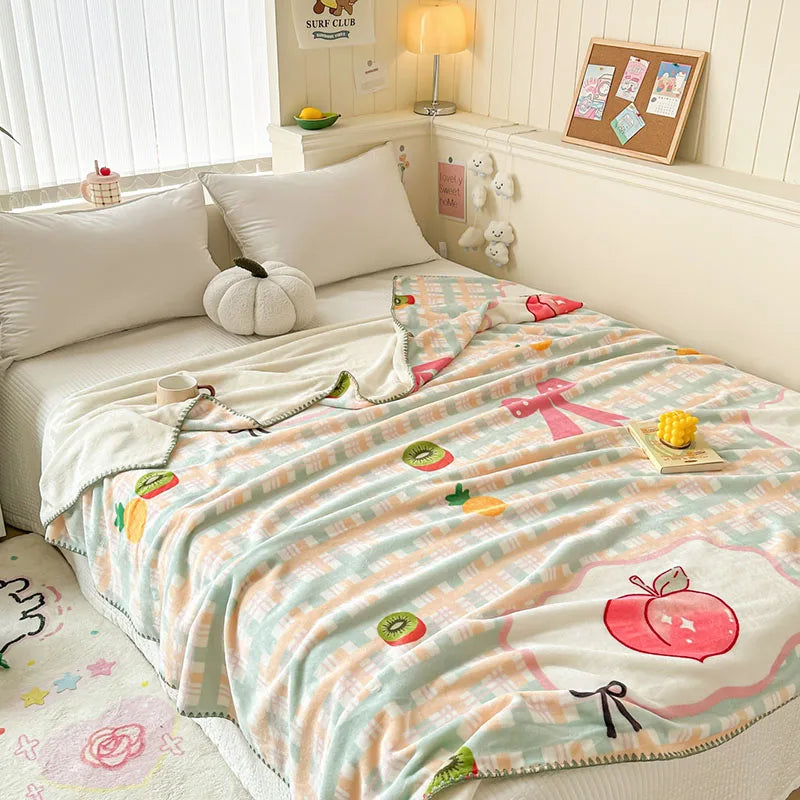 Afralia™ Cozy Milk Velvet Blanket: Cute Pattern, Warm, Multi-Functional Sofa & Travel Shawl