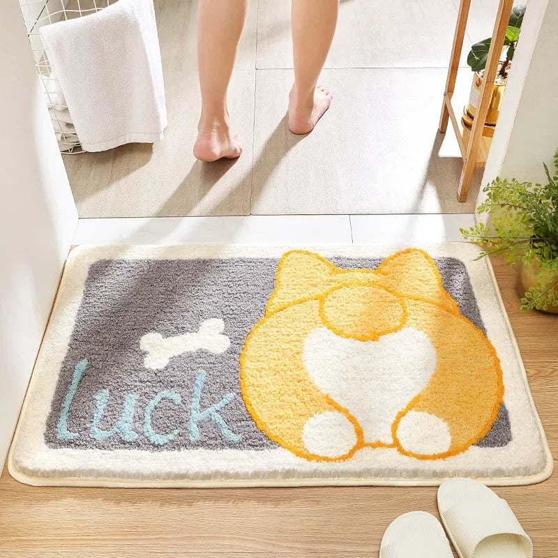 Afralia™ Cartoon Animal Bathroom Carpet - Non-slip Absorbent Soft Bath Rug