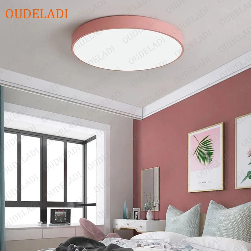Afralia™ Colorful Round LED Ceiling Light for Living Room, Bedroom, Children's Room, and Aisle