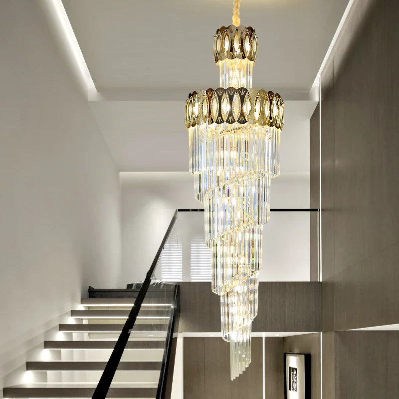 Afralia™ Villa Stair Chandelier: Luxury Post-modern Pendant Light for Hotel Lobby