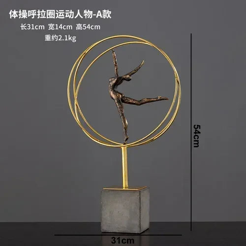 Resin Gymnast Art Sculpture by Afralia™ - Abstract Figure Statue for Home Decor