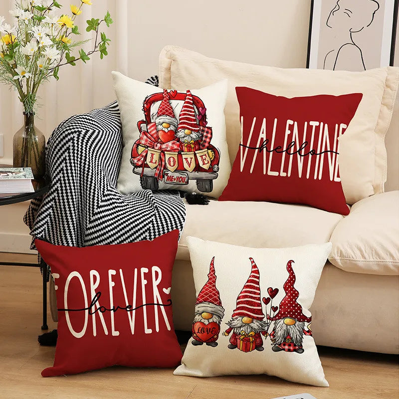 Afralia™ Valentine's Linen Throw Pillow Covers for Home Decor & Wedding Supplies