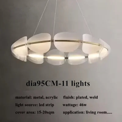 Afralia™ Nordic Leaf Chandelier: Modern Acrylic Ring Light for Living & Dining Room