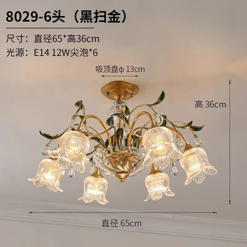 Afralia™ Glass Flower Chandelier: Elegant Retro High-End Lobby Main Light for Home, Restaurant
