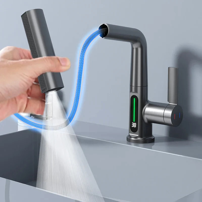 Afralia™ Digital Display Basin Faucet with Temperature Control
