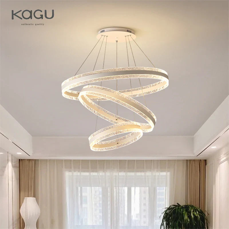 Afralia™ Circle Rings LED Chandelier for Living & Dining Room - Modern Acrylic Aluminum Lighting