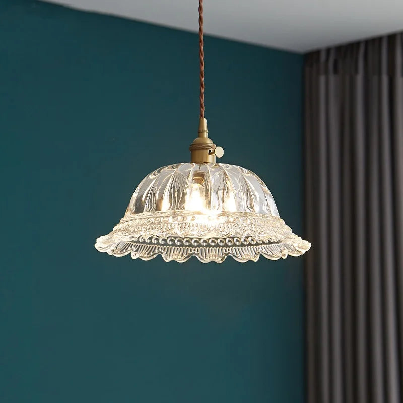 Afralia™ Clear Glass LED Pendant Light | Nordic Hanging Chandelier for Kitchen, Living Room