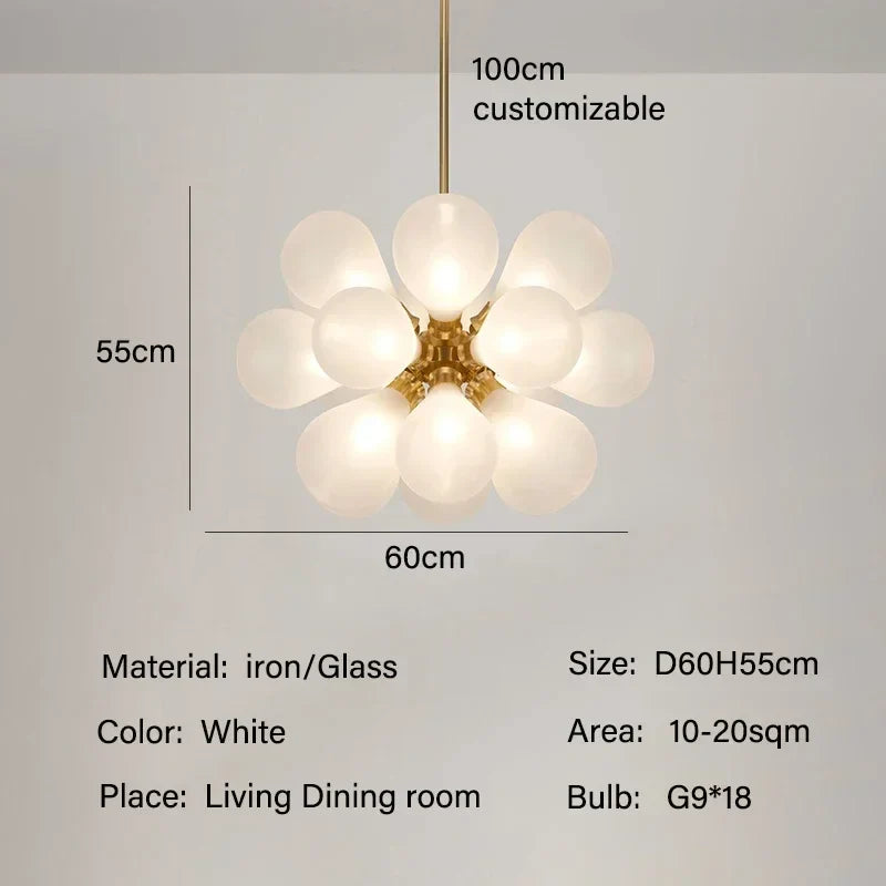 Afralia™ Purple Glass Bubble LED Chandelier for Living Room Bedroom Decor