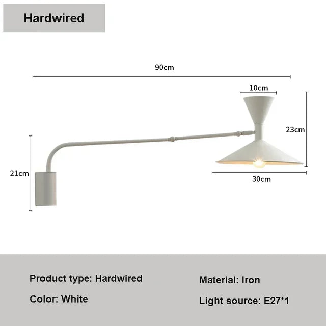 Afralia™ Adjustable Long Arm Wall Lamp for Reading, Bedroom, LED Minimalist Swing Lighting