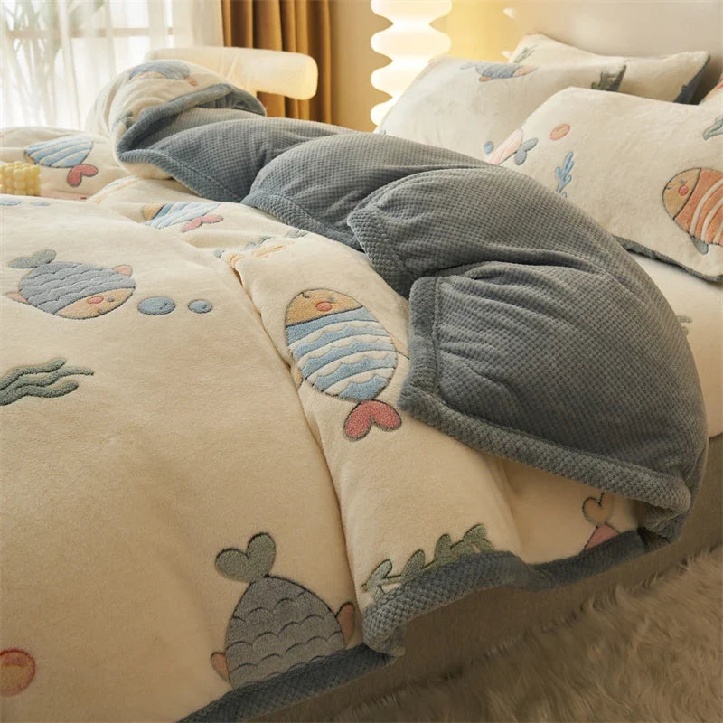 Afralia™ Dual-Layer Winter Velvet Duvet Cover - Soft & Warm Double-Sided Quilt Blanket