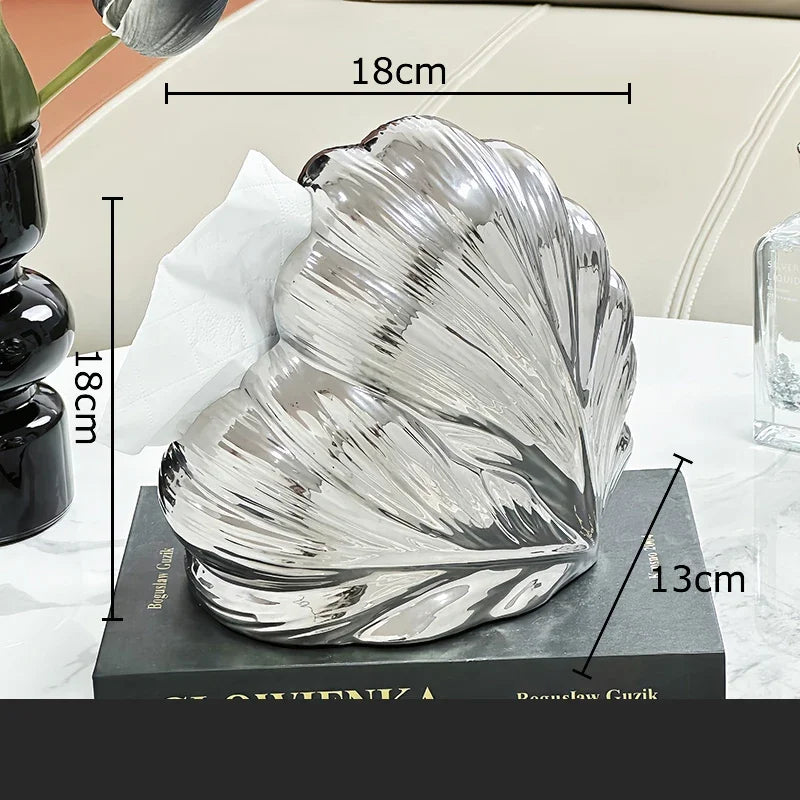 Afralia™ Heart Feather Ceramic Tissue Box Desk Decoration Bedside Paper Towel Case