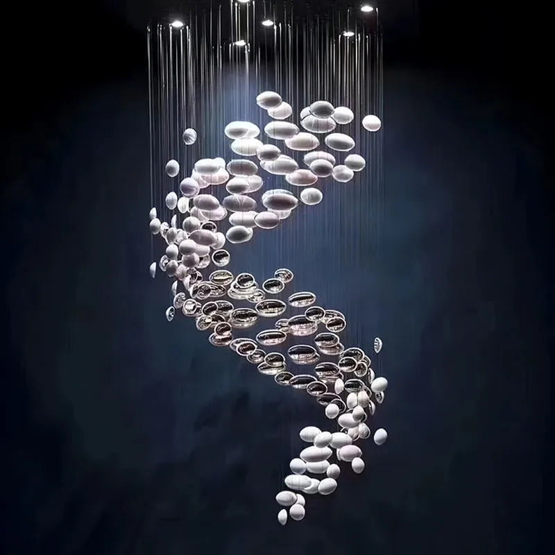 Afralia™ Modern Glass Chandelier for Hotels, Villas & Spiral Staircases