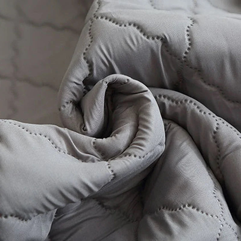 Afralia™ Plush Velvet Quilted Mattress Cover Queen King Bed Fitted Sheet