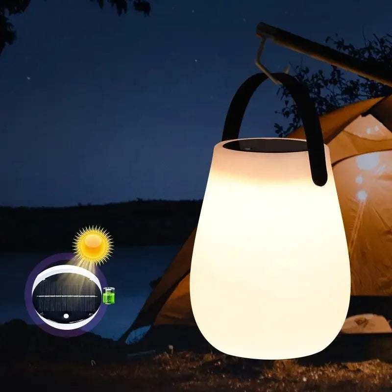 Afralia™ Solar LED Table Lantern with USB Rechargeable Battery and Silicone Handle