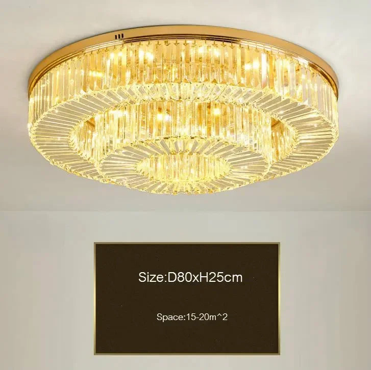 Afralia™ Crystal Gold Round LED Ceiling Light for Living Room, Kitchen, and Bedroom