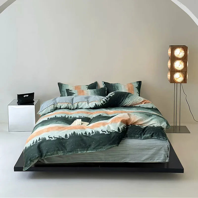 Afralia™ Pattern Printed Duvet Cover Set with 2 Pillowcases in Various Sizes