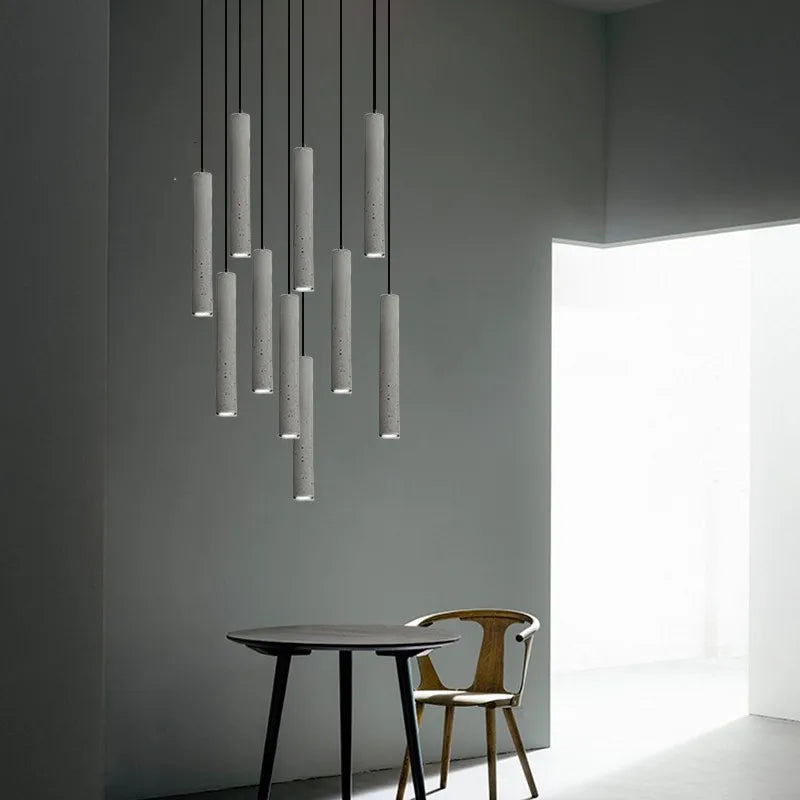 Nordic Geomantic Terrazzo Chandelier by Afralia™: Industrial Cement Pendant Light for Bar & Restaurant