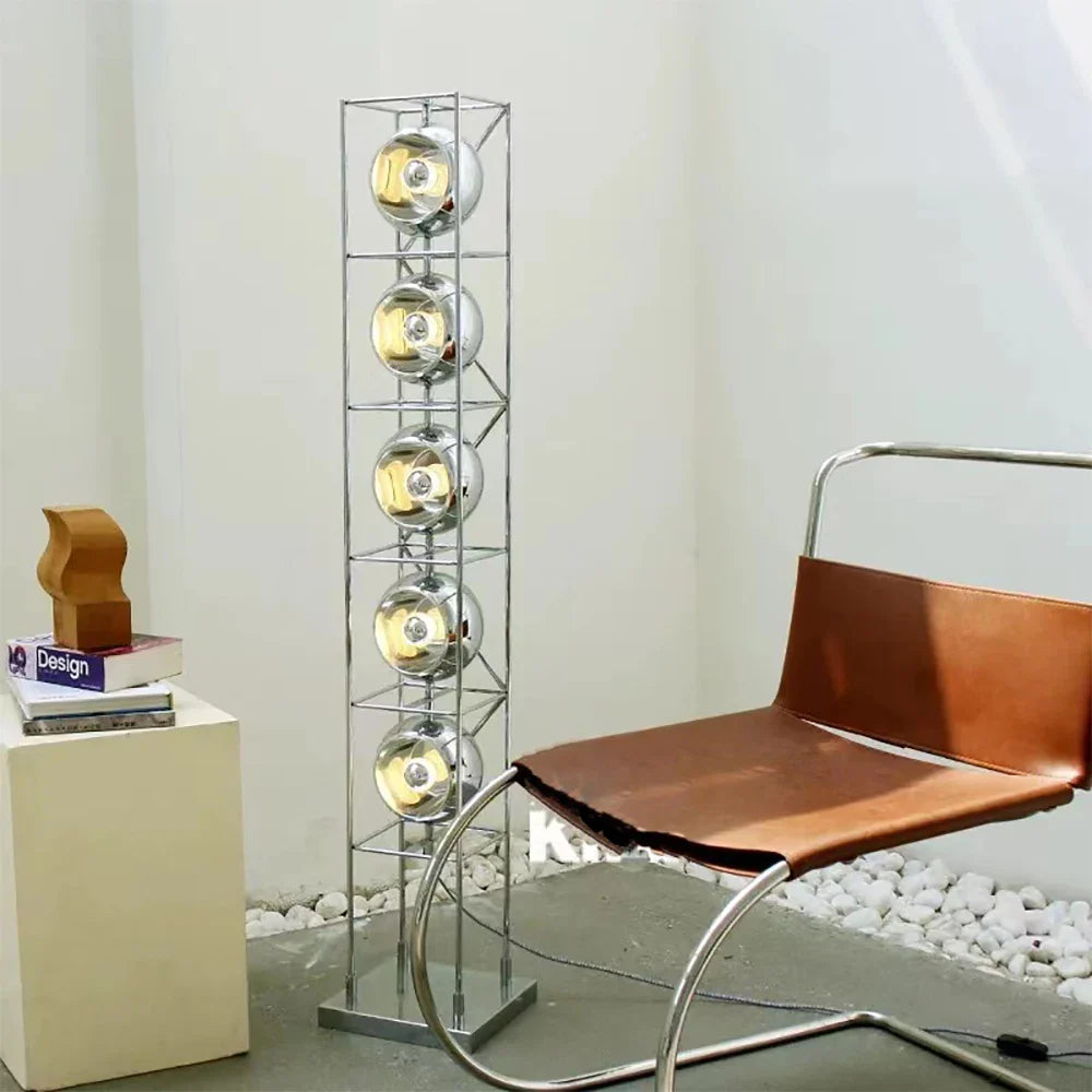 Afralia™ Minimalist Chrome LED Floor Lamp Metal Art Decoration