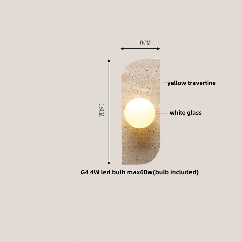 Afralia™ LED Wall Light Fixtures Bedroom Modern Button Switch Yellow Travertine White Iron Bedside Lamp