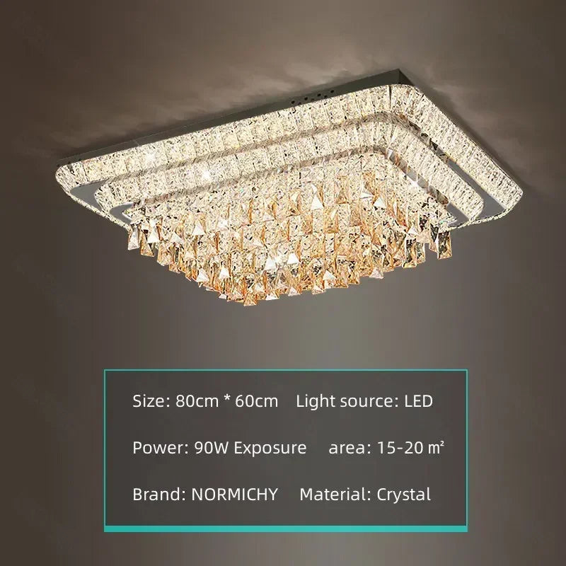 Afralia™ Crystal LED Chandelier Silver Chrome Remote Control Light