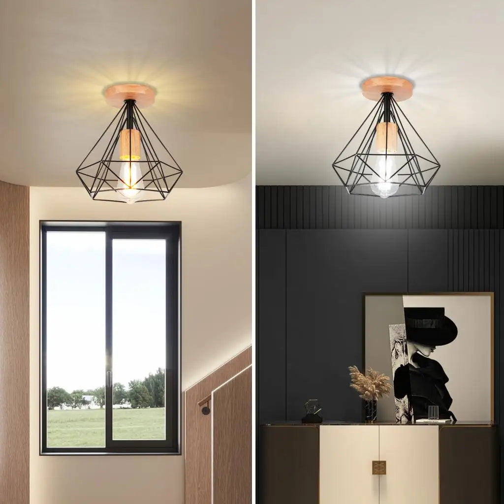 Afralia™ Retro LED Ceiling Light: Industrial Vintage Fixture for Bedroom, Porch, Aisle - E27 Metal Cage