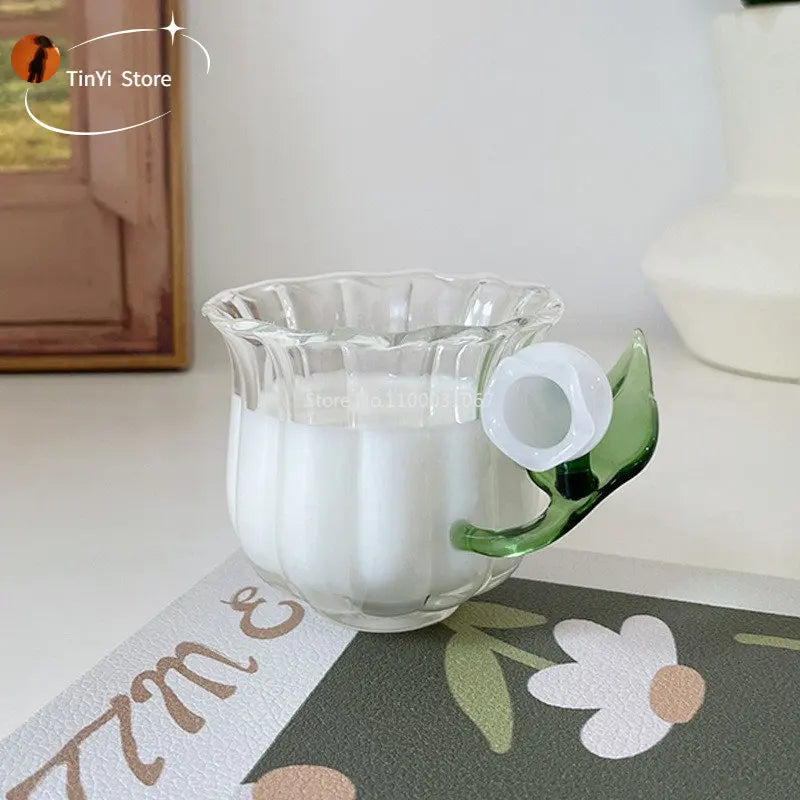 Afralia™ Lily of The Valley Glass Cup Set for Home and Office Use