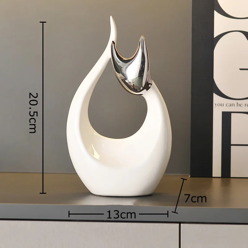 Afralia™ Ceramic Kitten Statue White Cat Sculpture Room Decor Aesthetics