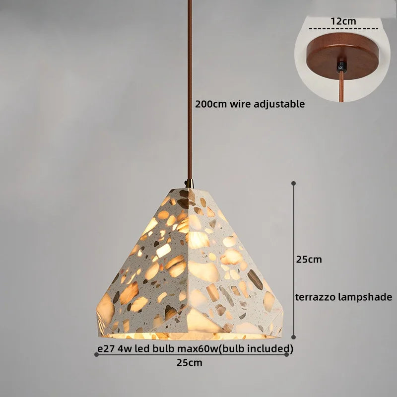 Afralia™ LED Terrazzo Pendant Lights for Corridor, Bedroom, Living Room - Japanese Style Lighting