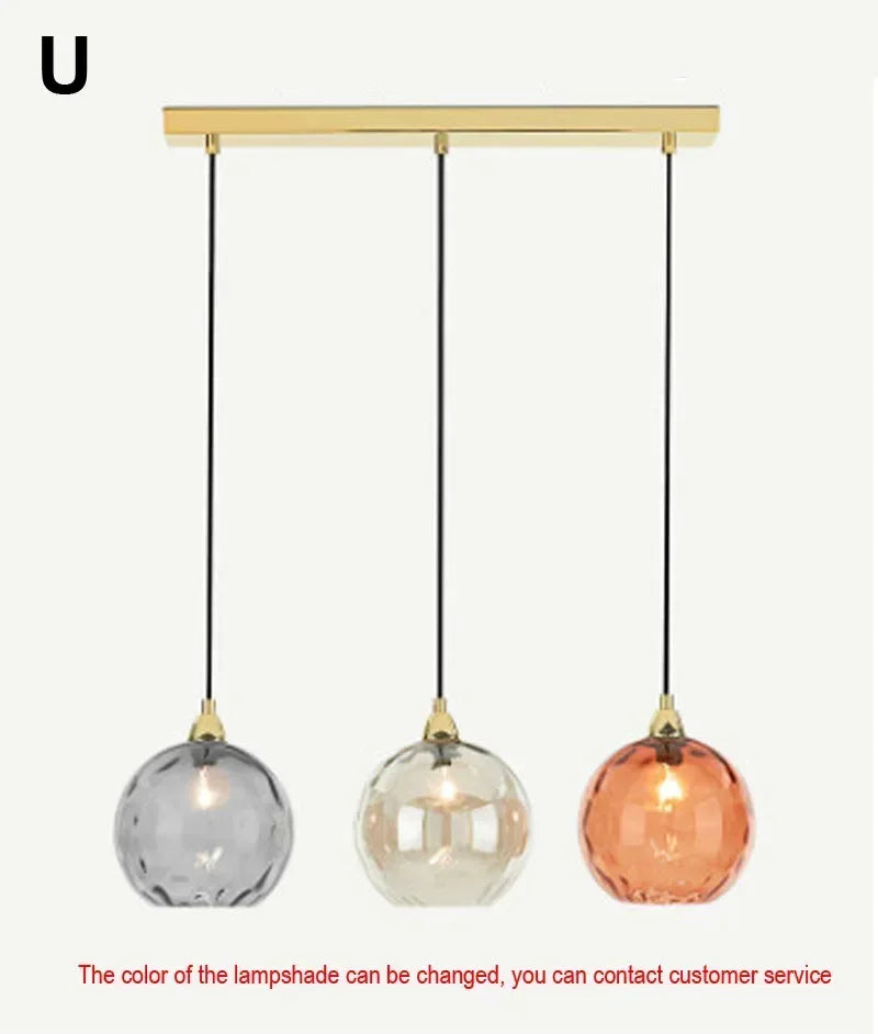 Afralia™ Water Grain Glass Ball Pendant Light: Modern Nordic Fixture for Restaurant, Kitchen, Bedroom