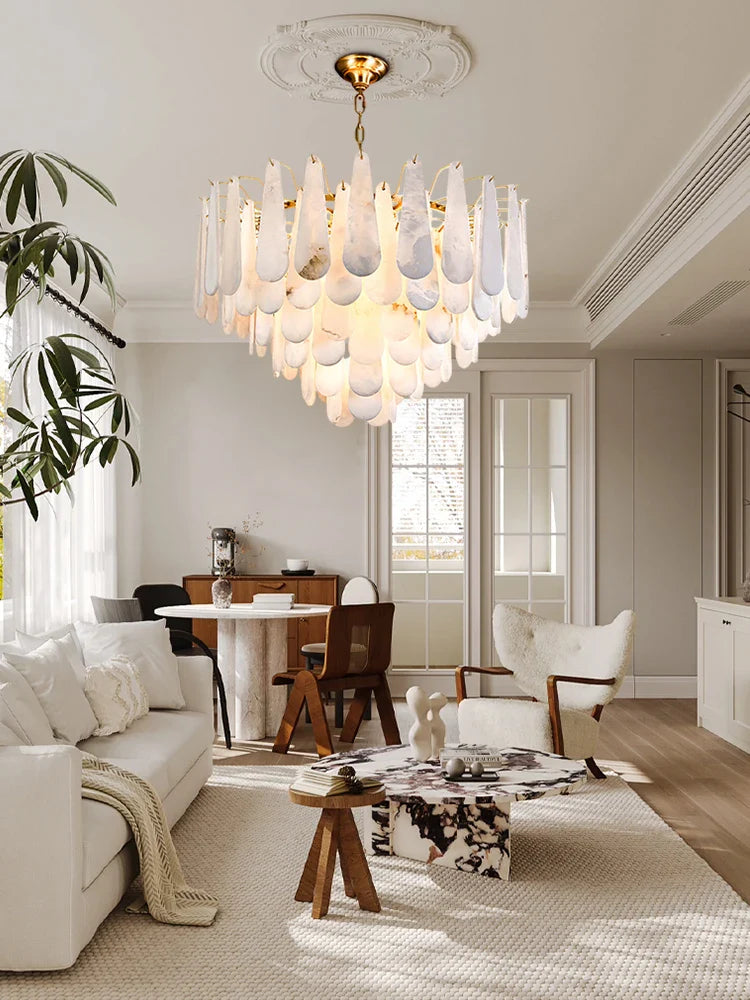 Afralia™ Art Deco Marble Home Chandelier Lighting Dimmable LED 2025
