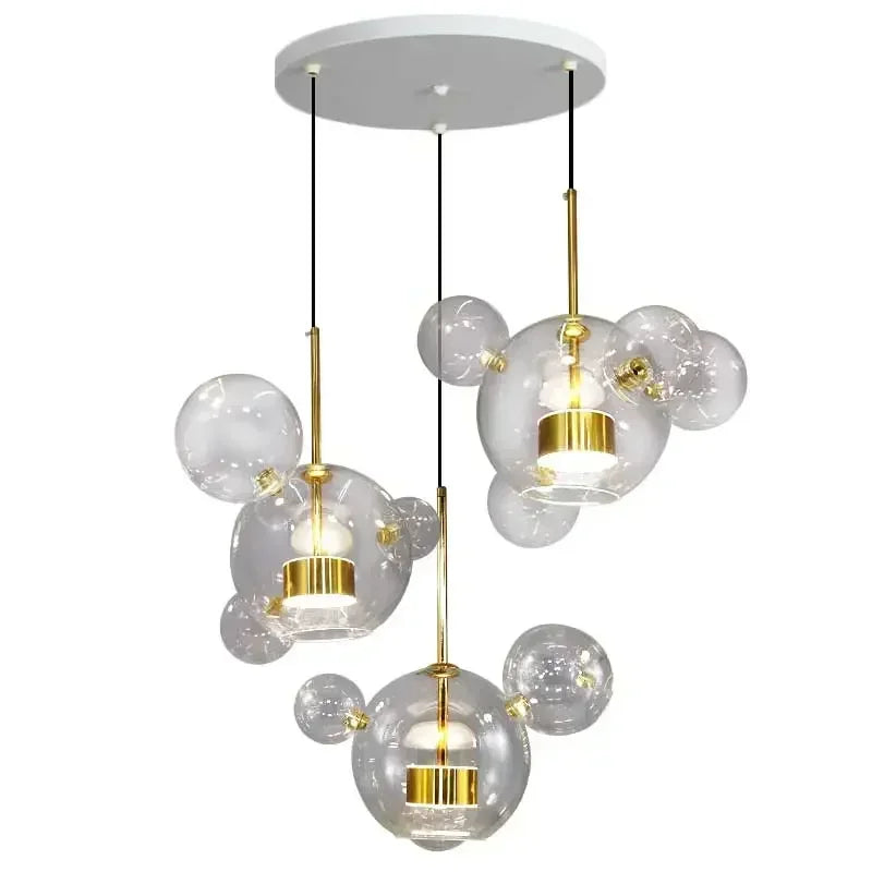 Afralia™ LED Glass Ball Chandelier Pendant Lights for Living & Dining Room