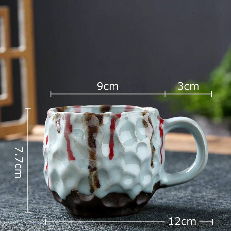 Afralia™ Hammer Pattern Porcelain Mugs, Set of 2