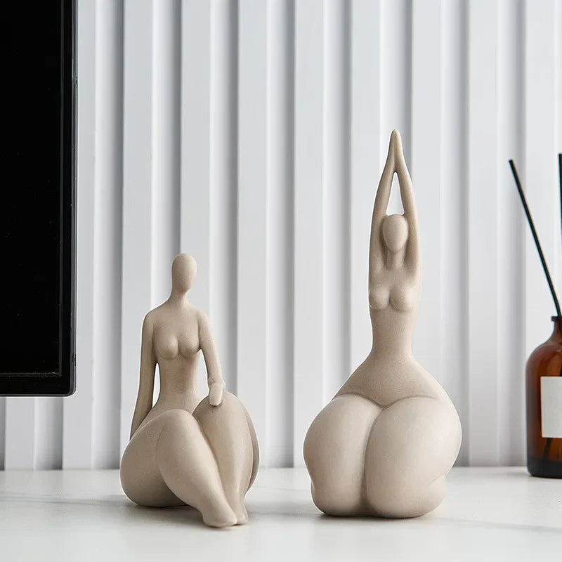 Yoga Woman Sculpture for Nordic Home Decor by Afralia™