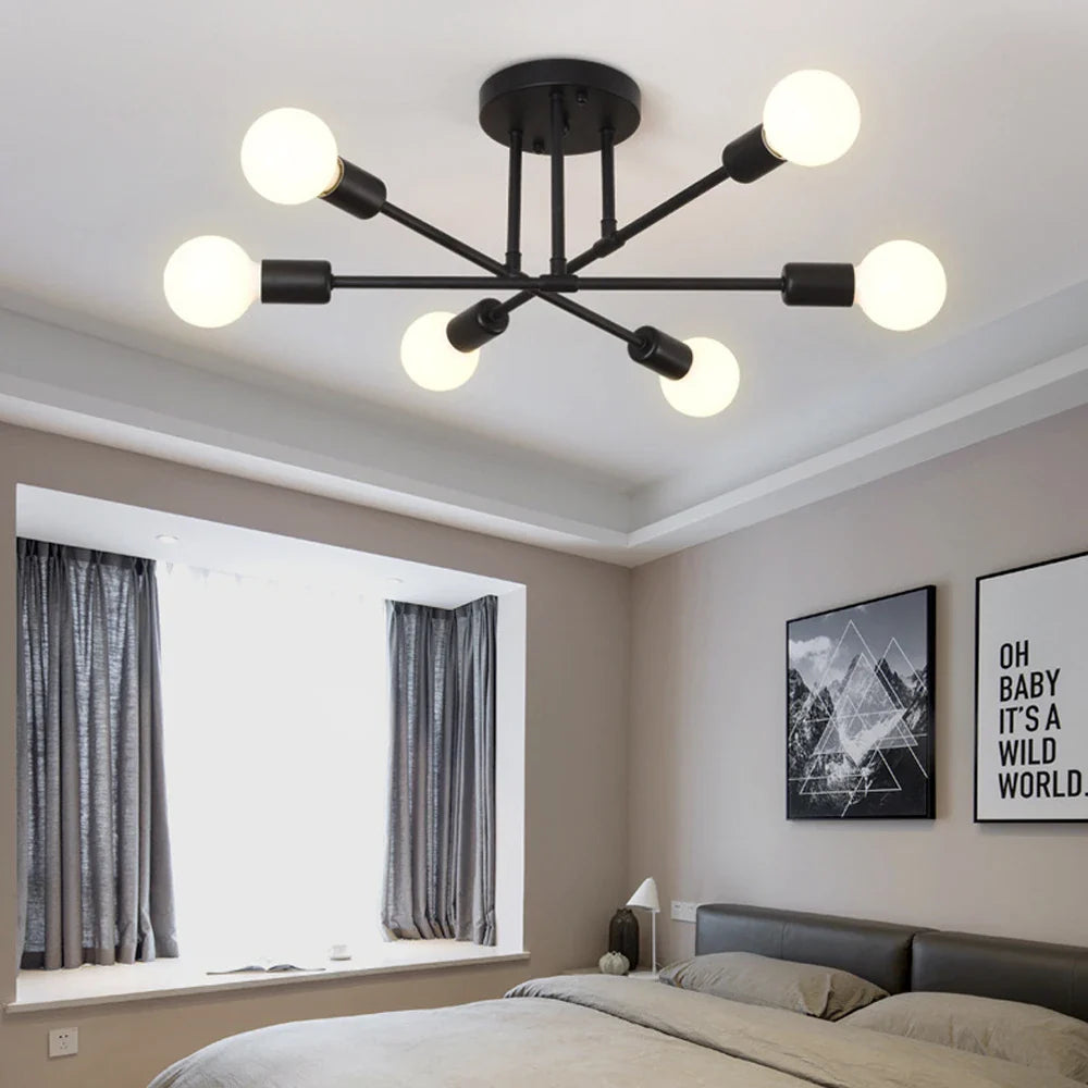 Afralia™ Vintage Wrought Iron Chandelier for Living Room - Industrial Loft Ceiling Lighting