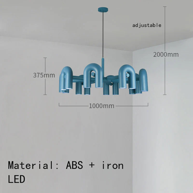 Art Deco Chandelier in Black Orange Gray Metal by Afralia™