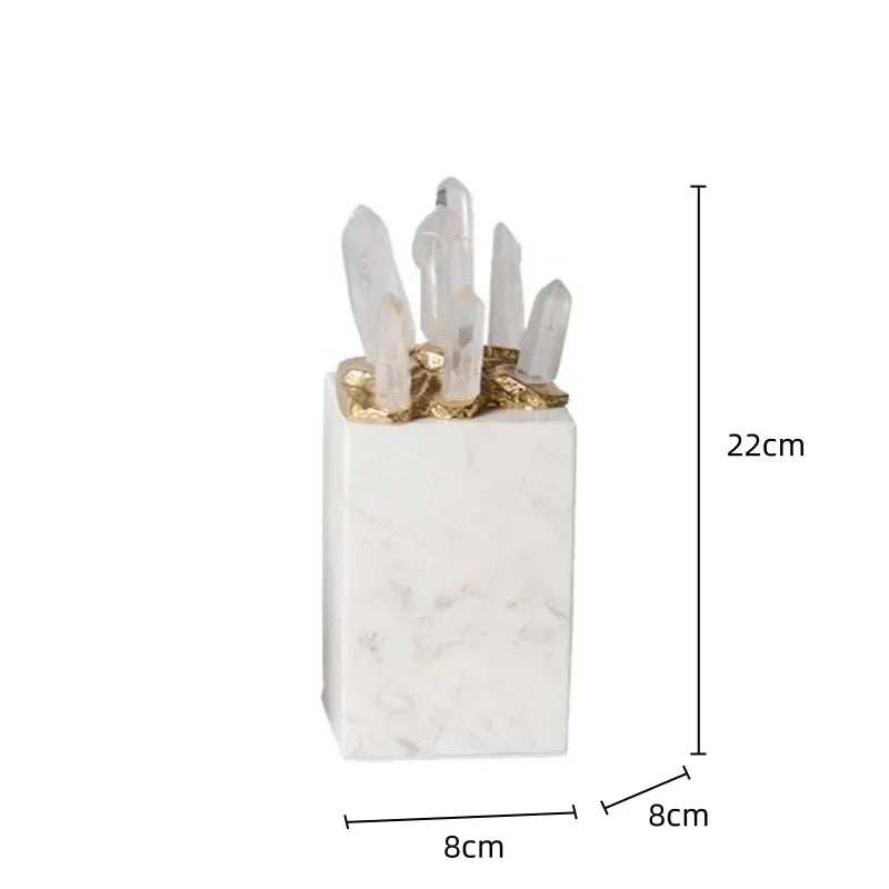 Afralia™ Crystal Stone Marble Ornament | Clear Natural Decorative Figurines for Home Decor