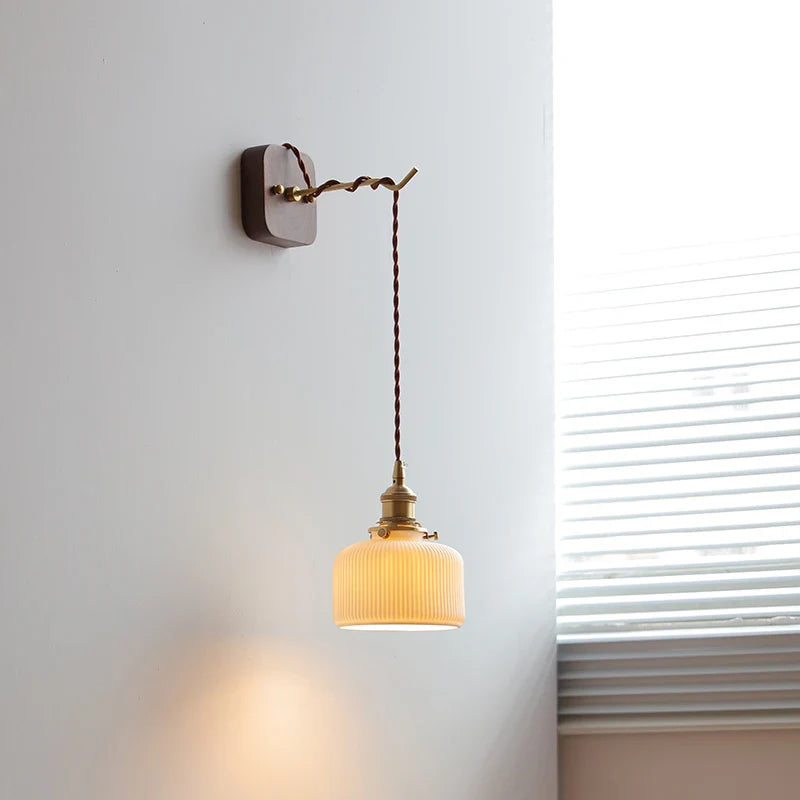Afralia™ Ceramic LED Wall Light: Japanese Style Fixture, Home Decor for Bedroom & Living Room