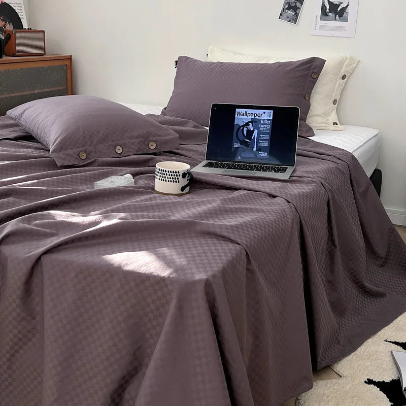 Afralia™ Soft Jacquard Satin Cotton Bed Sheet Single Bedsheet Smooth Cozy Cover