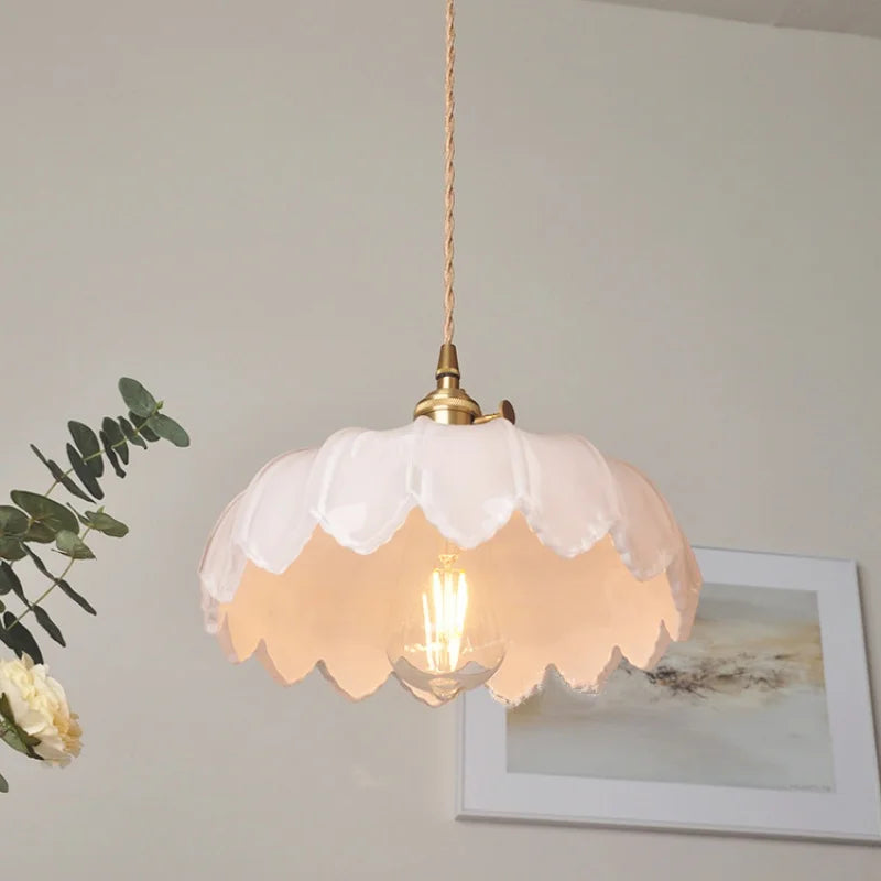 Afralia™ White Glass LED Pendant Lights, Adjustable Hanging Light for Aisle, Restaurant, Bedroom