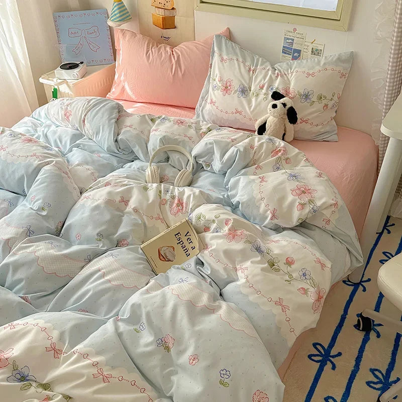 Afralia™ Cartoon Pattern Cotton Fitted Sheet Set – Soft & Cozy Bedding for Adults & Kids